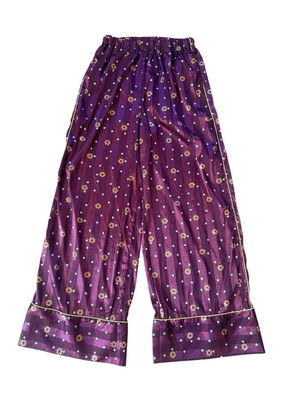 Free People Party Sleep Pajama Pants Wine Combo Color Small bottoms only